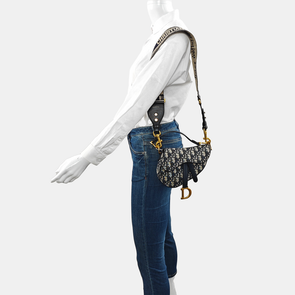 Authenticated pre-owned  Saddle Mini Oblique Canvas Blue - Shoulder Bag at Looply