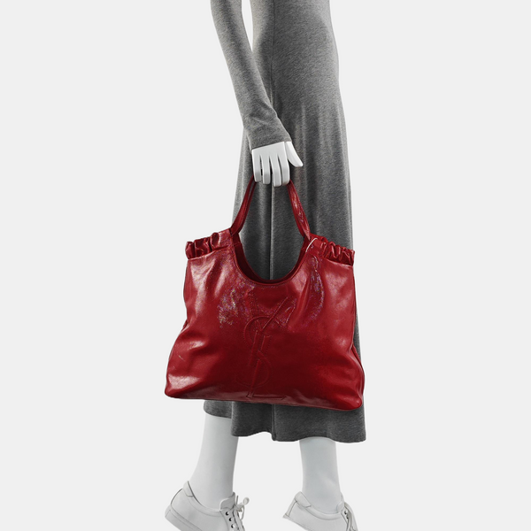 Quilted Patent Leather Tote Bag Red