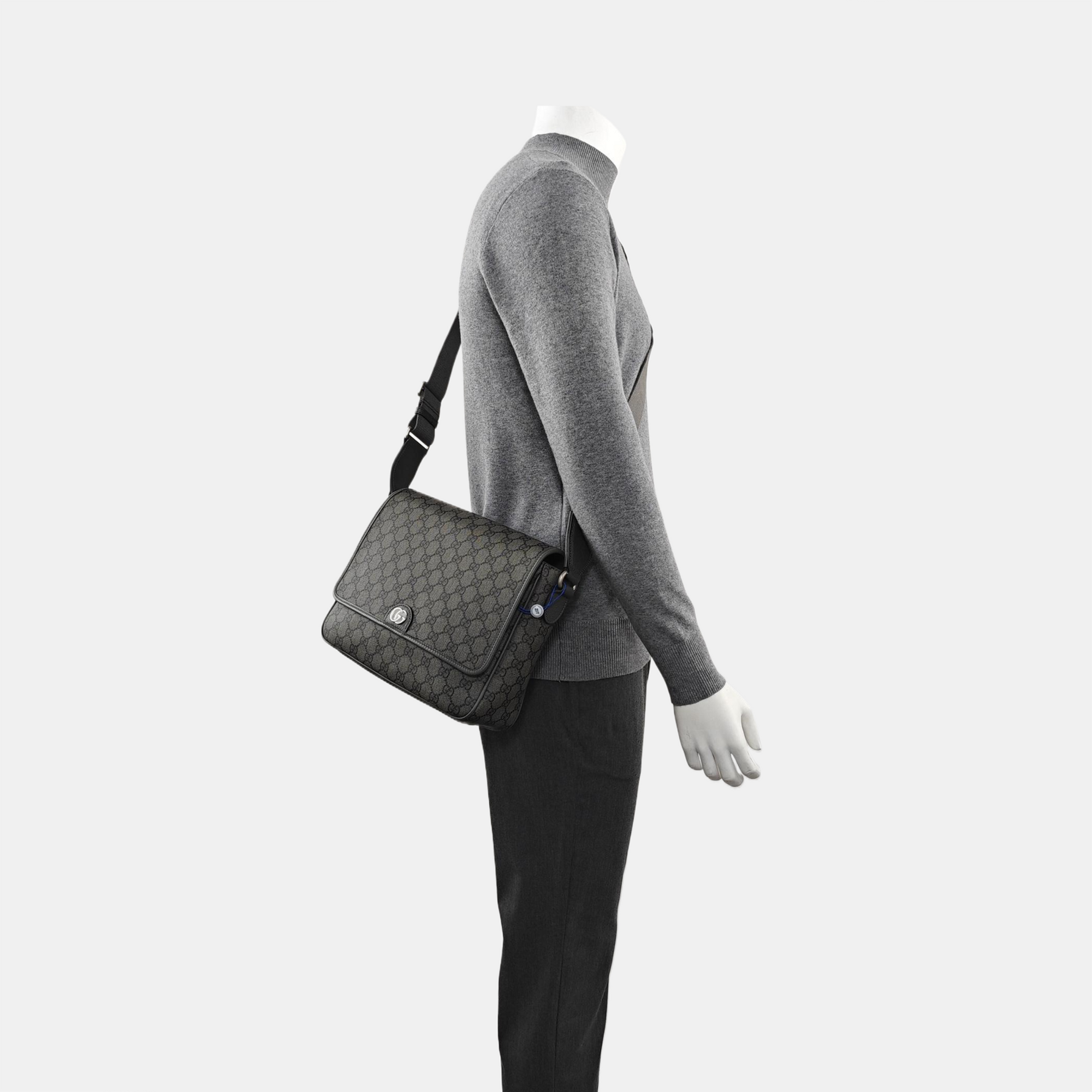 Ophidia Medium Monogram Coated Canvas Gray