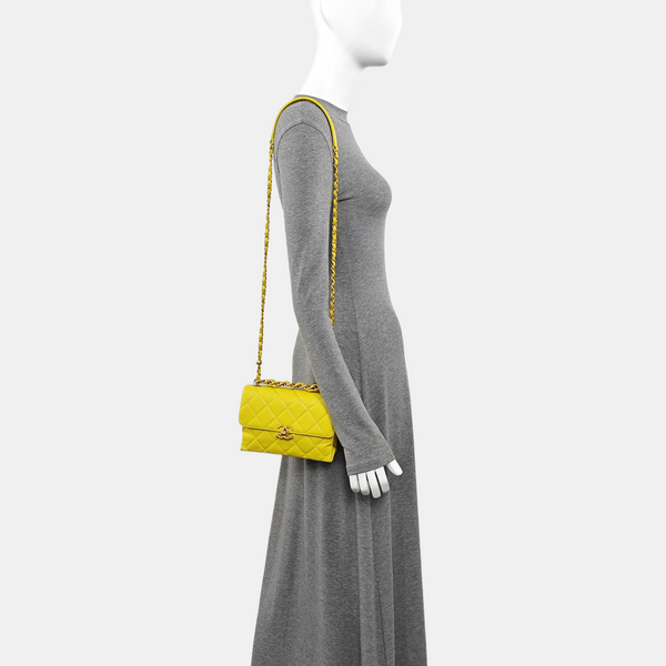 Quilted Calfskin Shoulder Bag Yellow