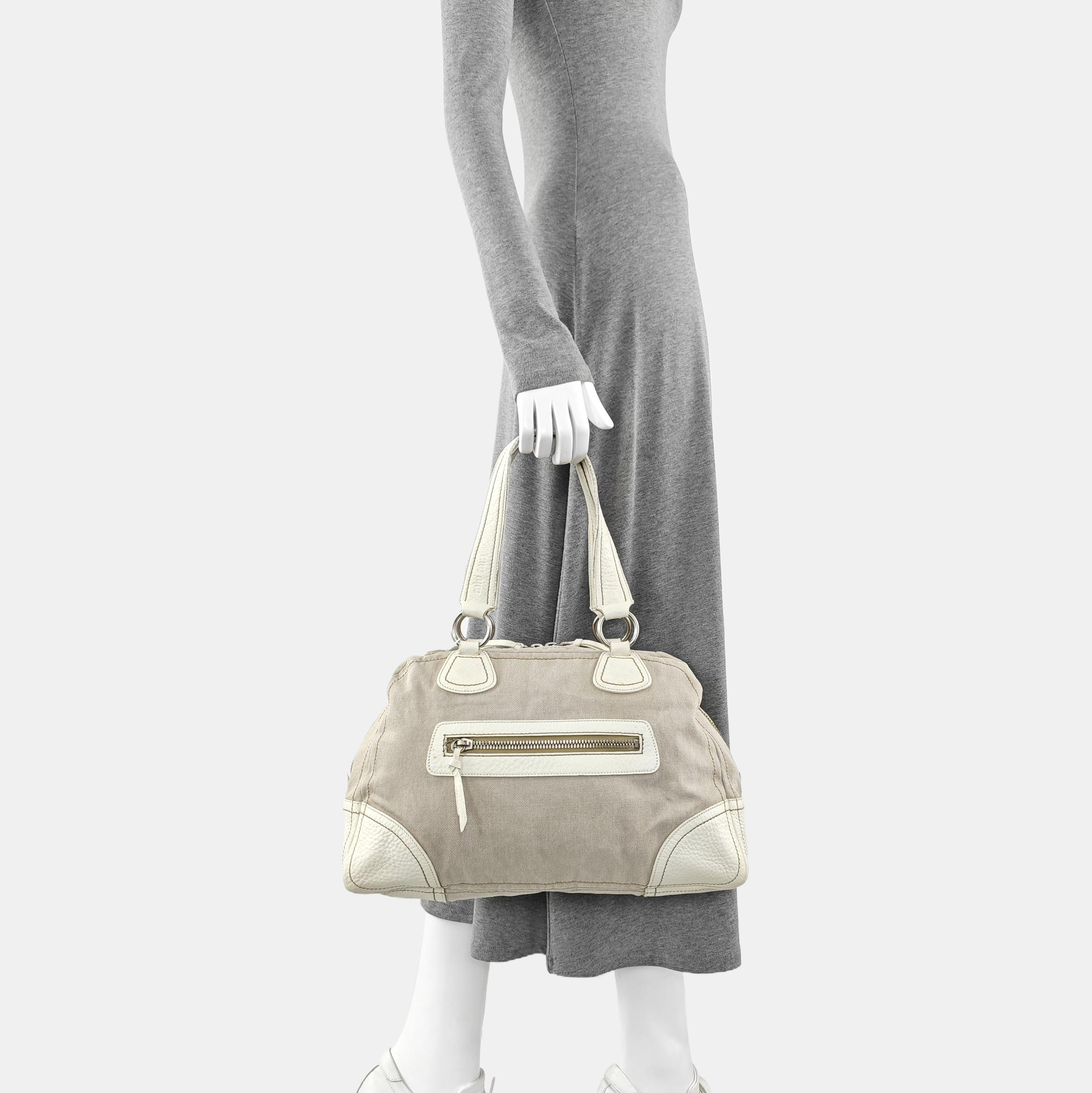 Canvas Top Handle Bag Beige