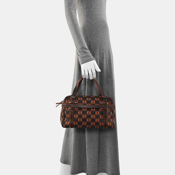 Monogram Coated Canvas Top Handle Bag Brown