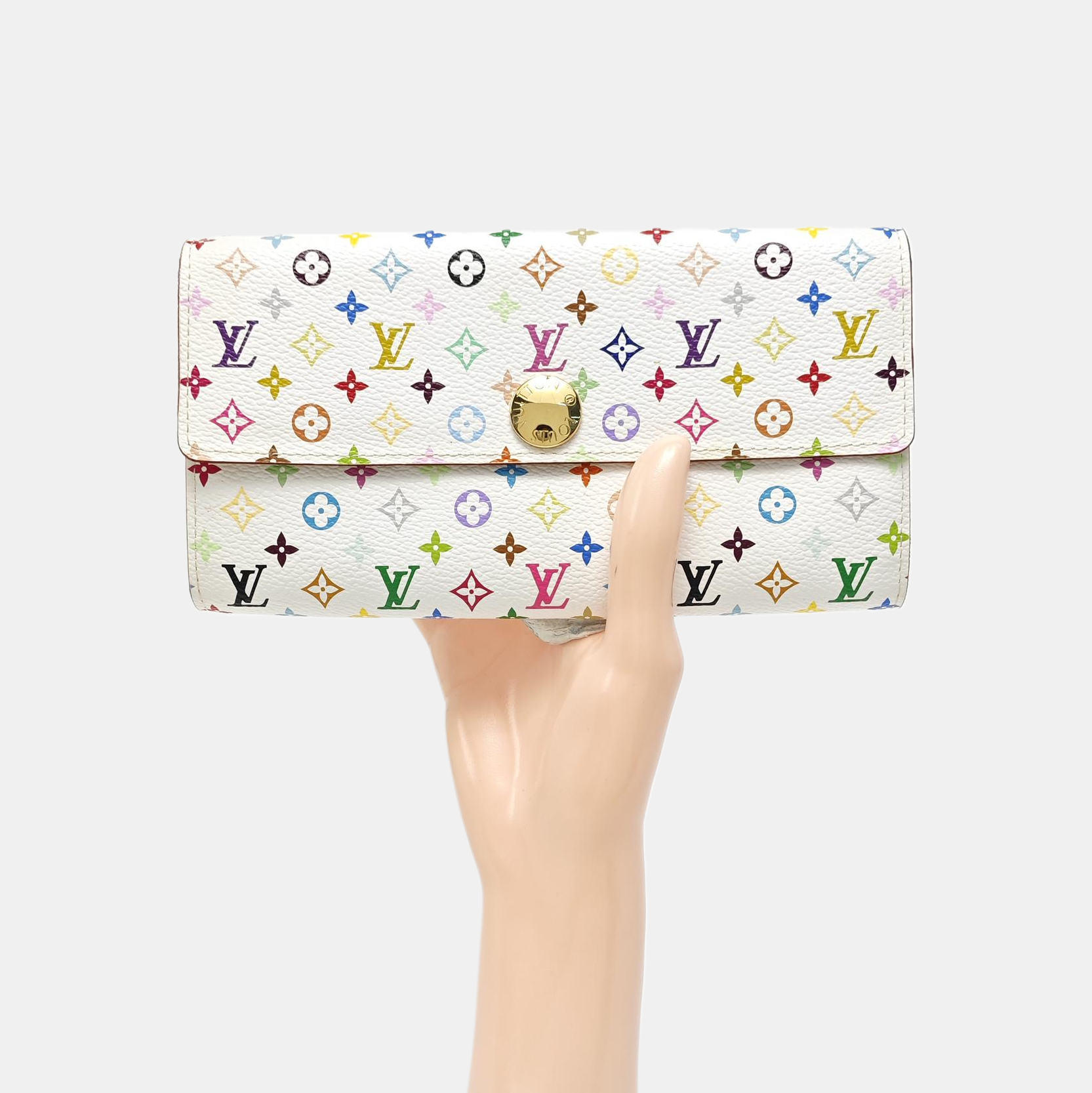 LV × TM PORTE MONNAIE Monogram Coated Canvas White Wallet