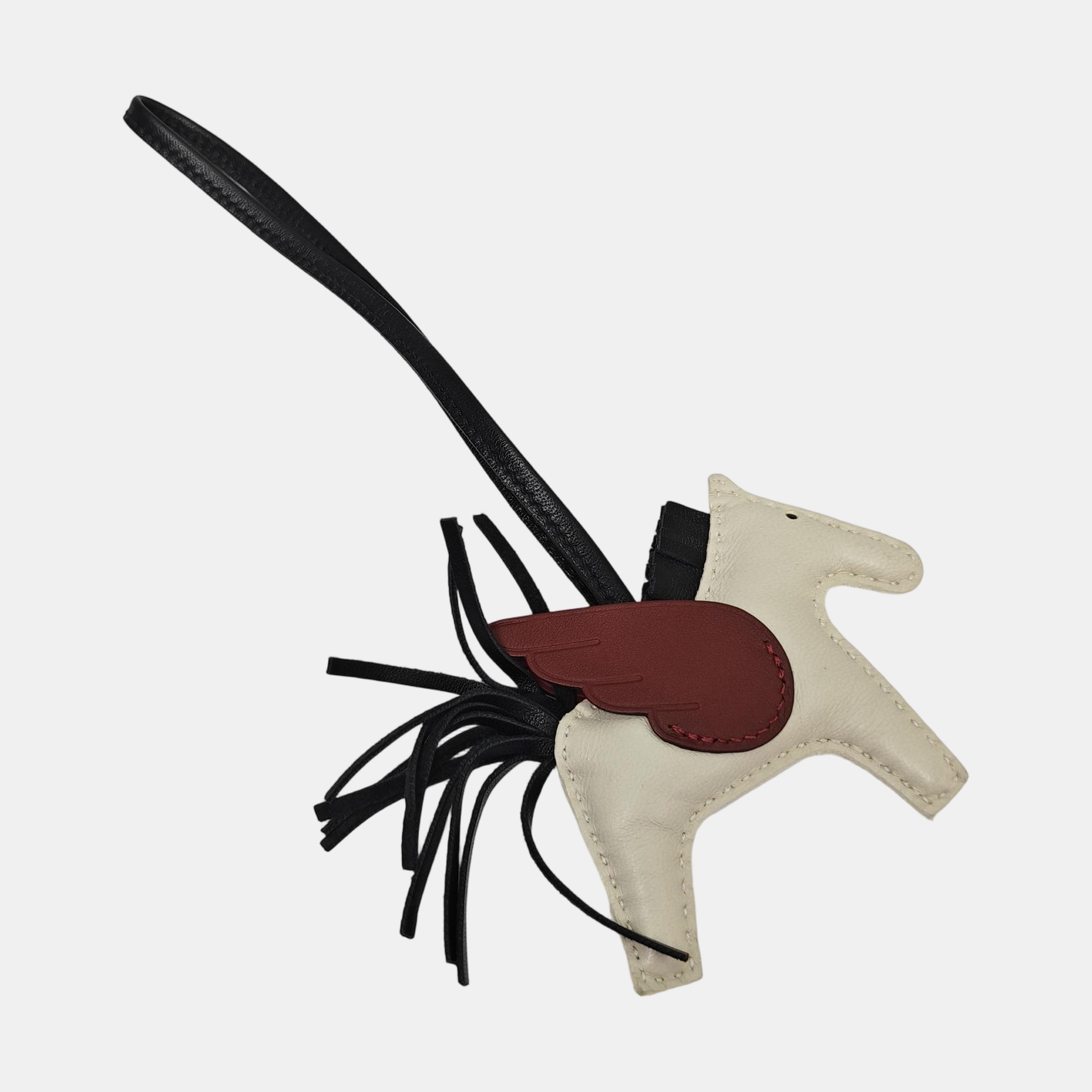 Leather Bag Charm White