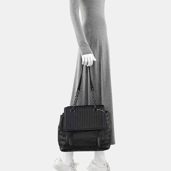Lambskin Top Handle Bag Black