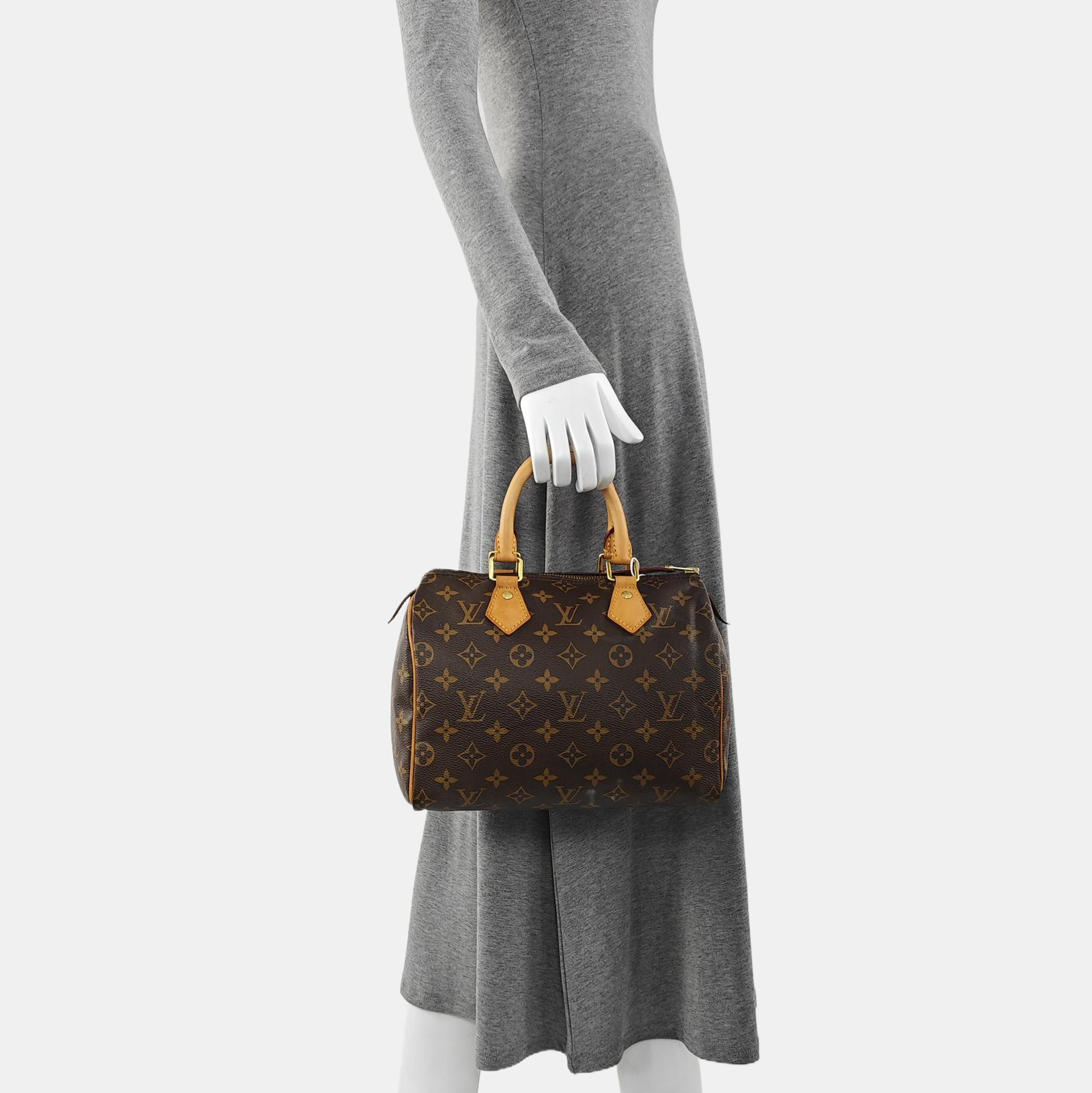 Authenticated pre-owned  SPEEDY 25 Monogram Coated Canvas Brown - Top Handle Bag at Looply