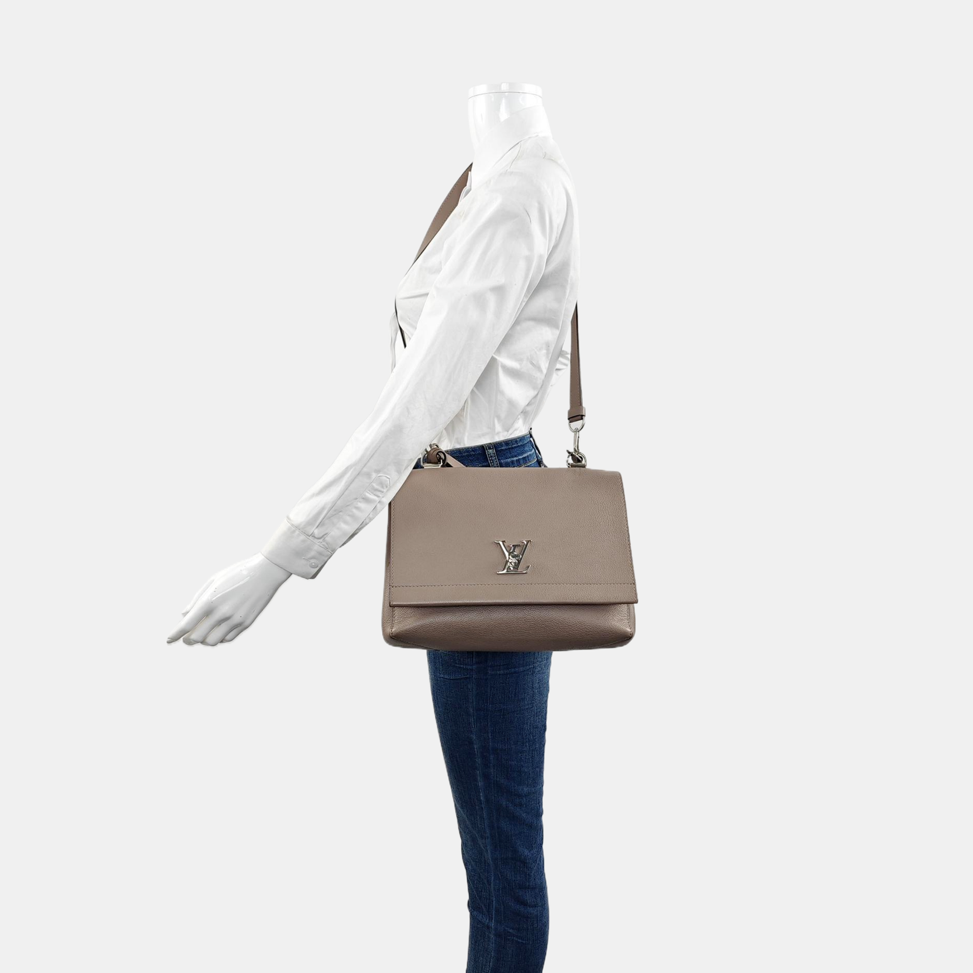 Authenticated pre-owned  LOCKME Calfskin Gray - Shoulder Bag at Looply