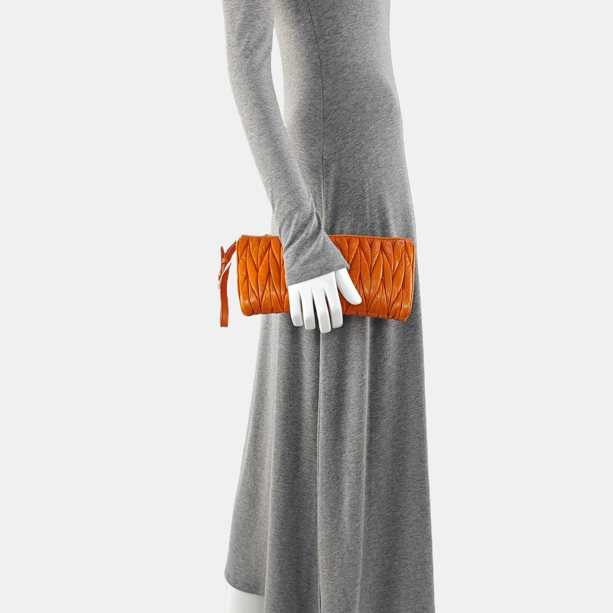 Quilted Lambskin Clutch Orange