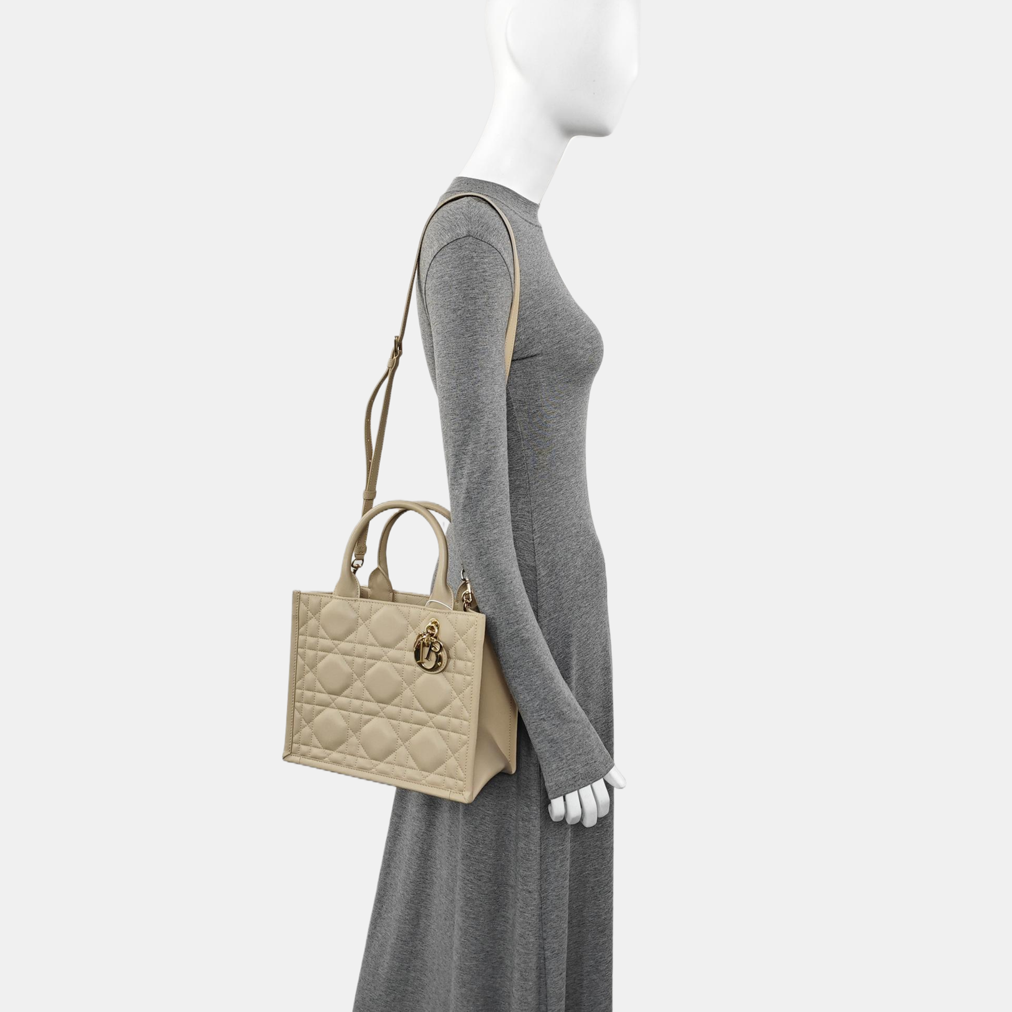 Book Tote Small Quilted Calfskin Beige