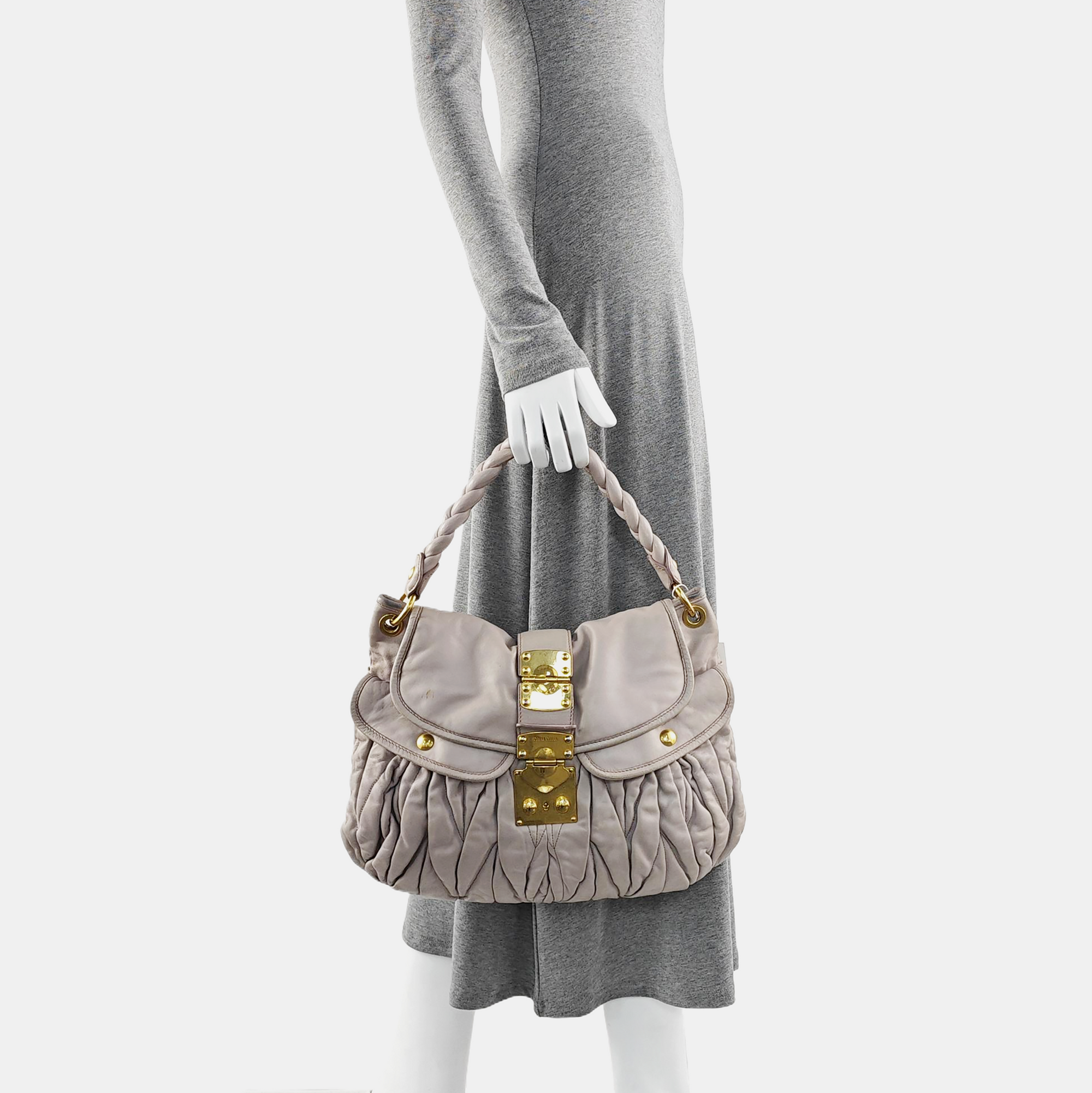 Miu Coffer Quilted Calfskin Purple