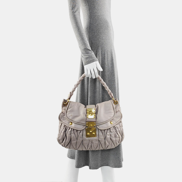 Miu Coffer Quilted Calfskin Purple