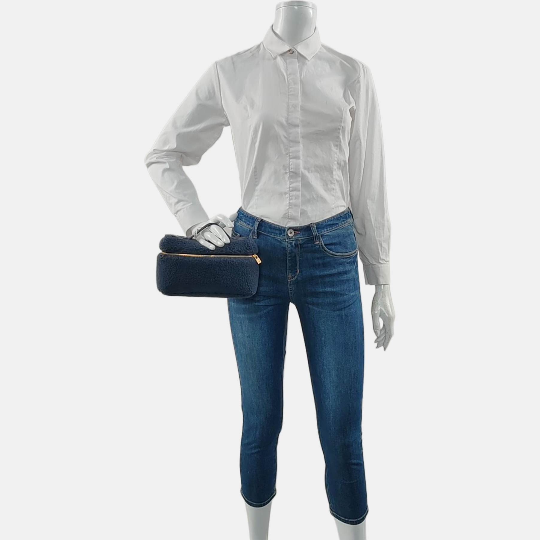 Fabric Top Handle Bag Blue