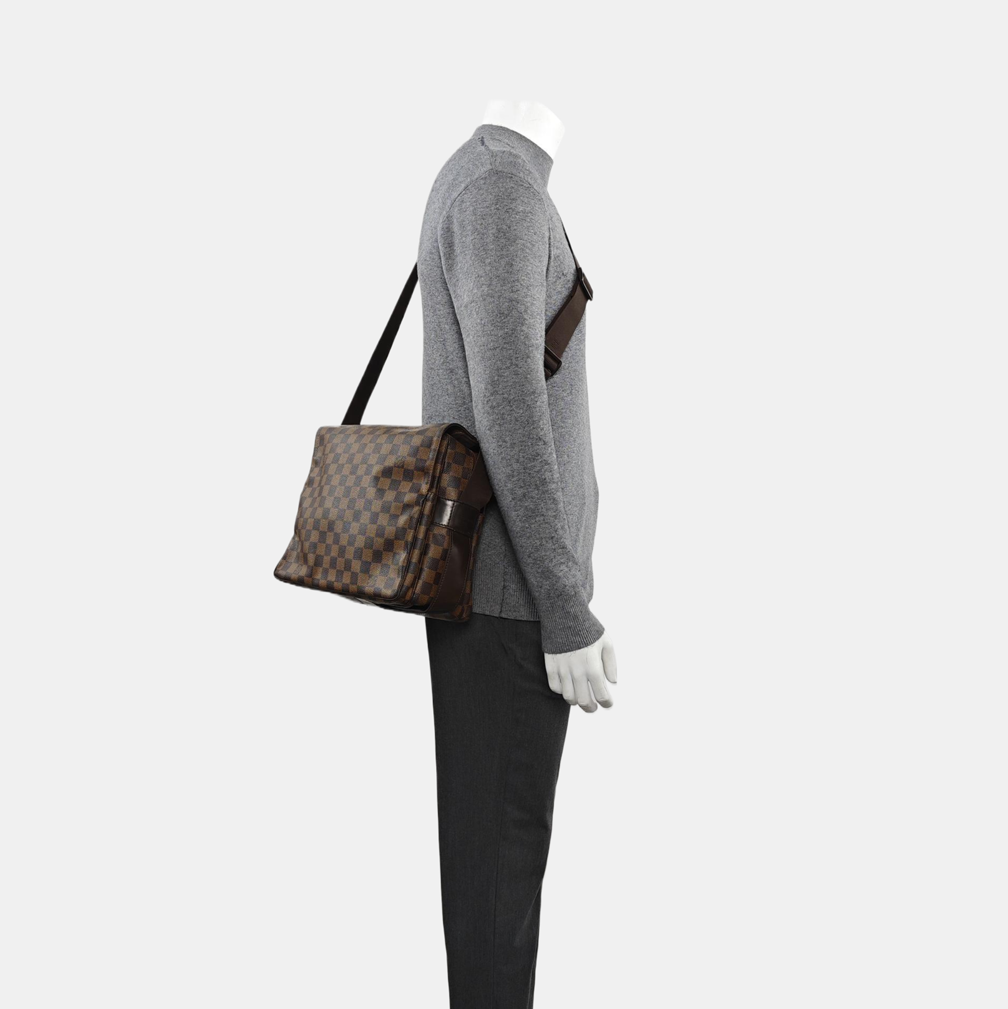 NAVIGLIO MM Damier Ebene Coated Canvas Brown