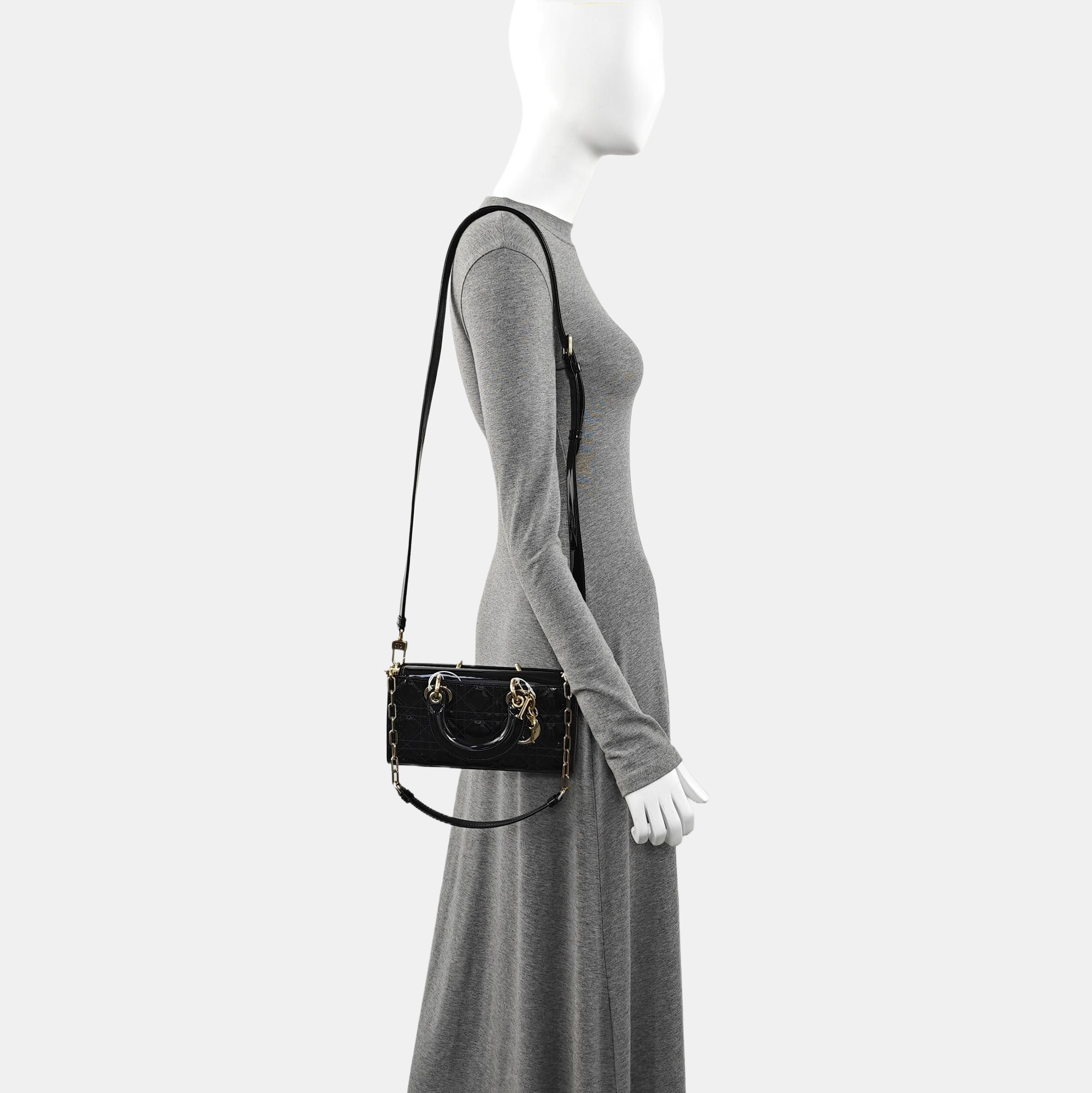Lady Dior Small Cannage Patent Leather Black