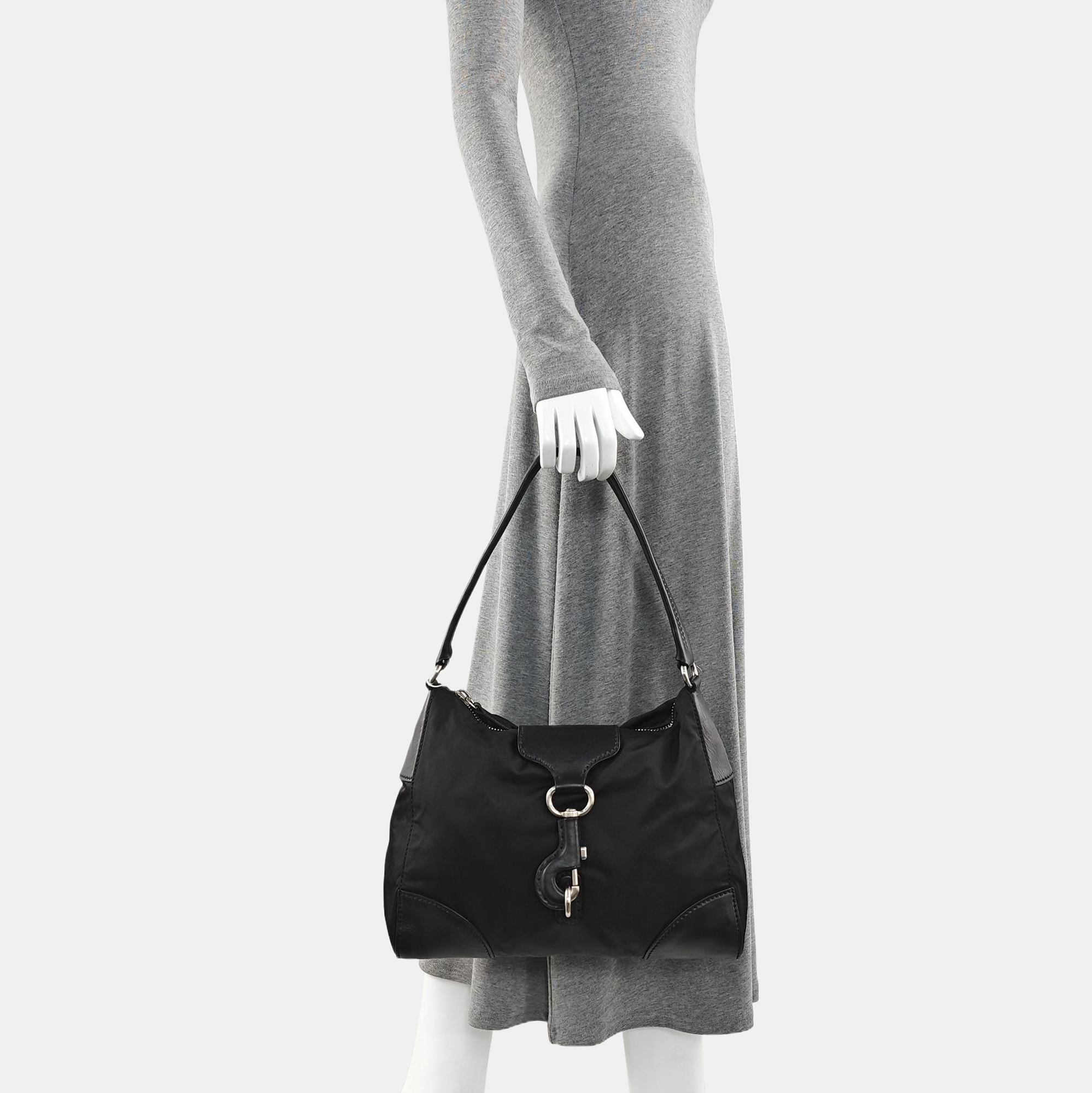 Nylon Top Handle Bag Black