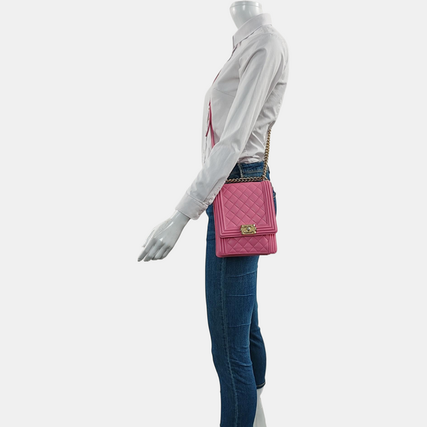 Authenticated pre-owned  BOY CHANEL Quilted Calfskin Pink - Crossbody Bag at Looply