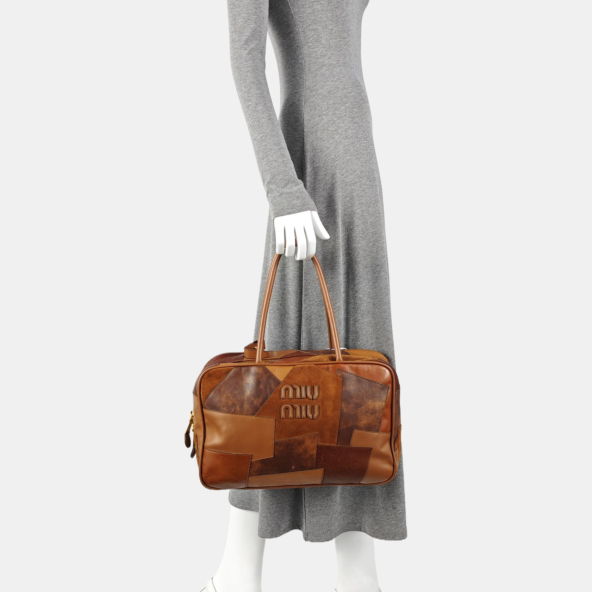 Calfskin Top Handle Bag Brown