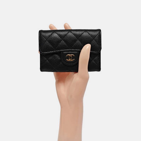 CLASSIC FLAP Quilted Grained Calfskin Black Wallet