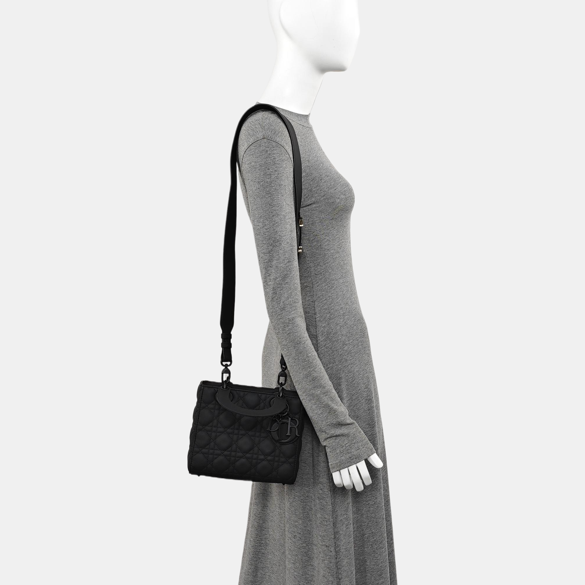 Lady Dior Mini Cannage Calfskin Black