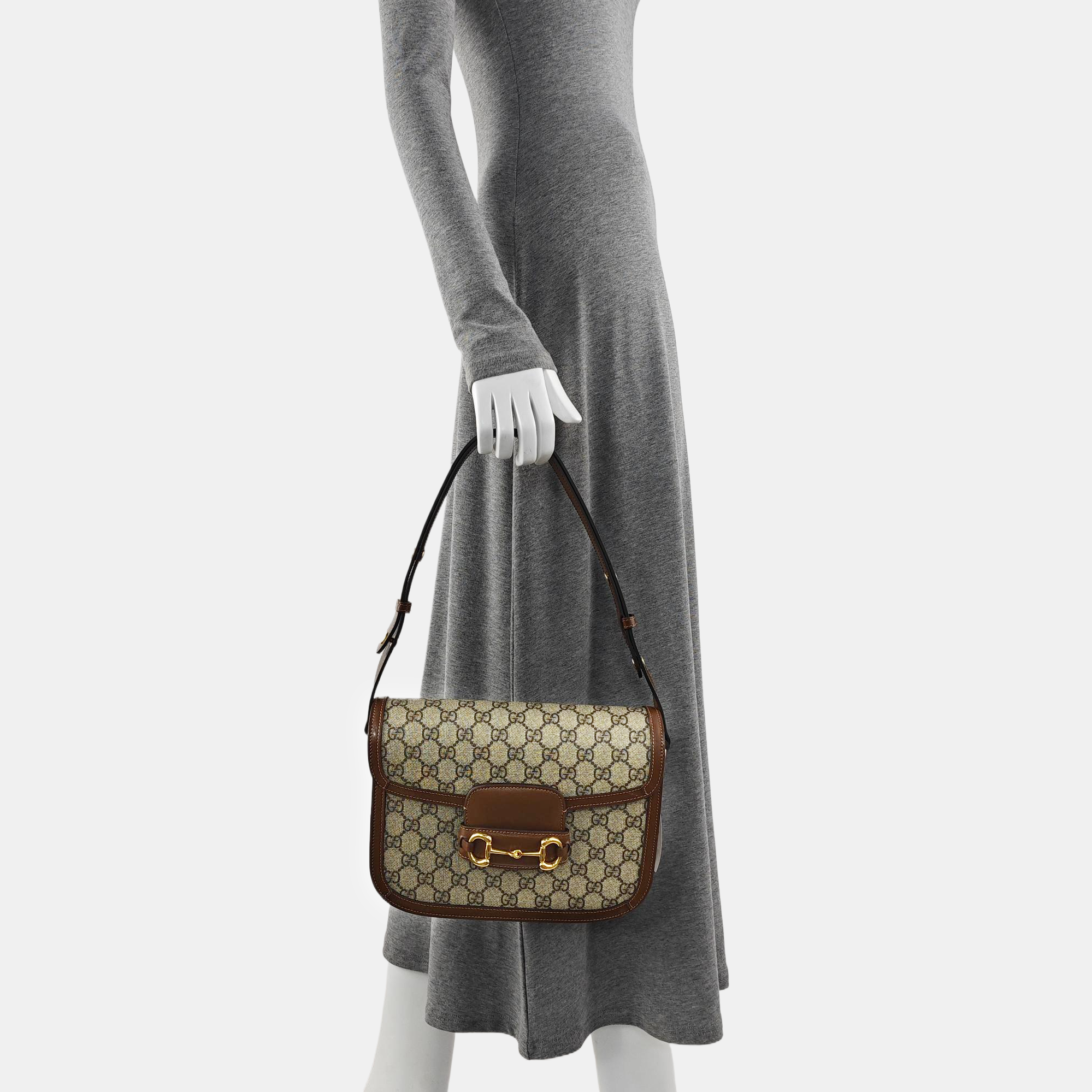 Horsebit 1955 Medium Monogram Coated Canvas Beige