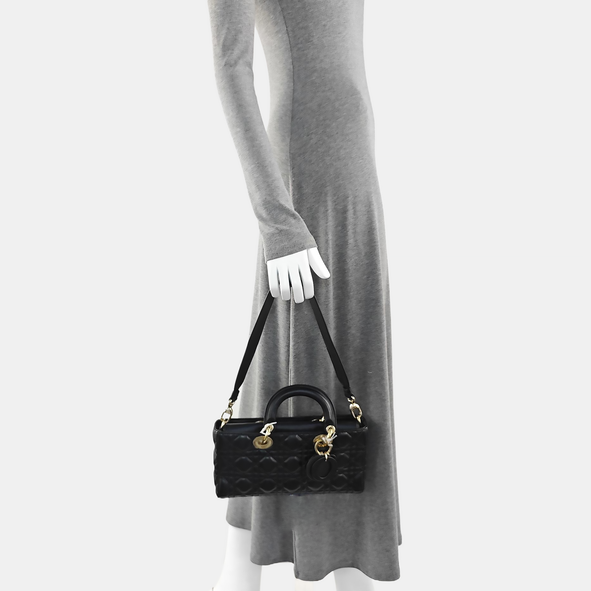 Lady D-Joy Medium Cannage Lambskin Black