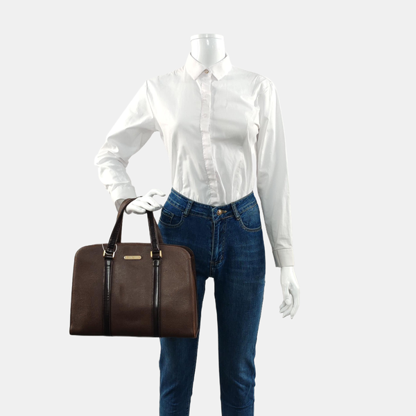 Calfskin Top Handle Bag Brown