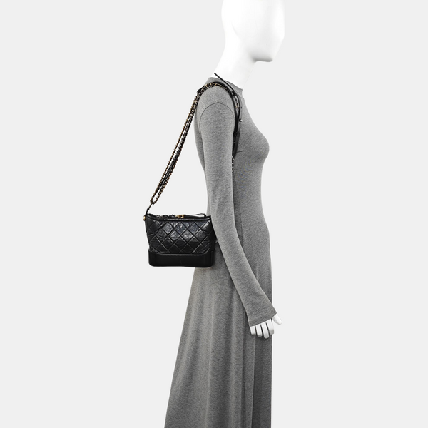 GABRIELLE Small Quilted Vintage Calf Black