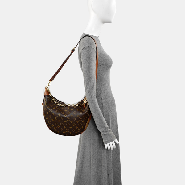 LOOP HOBO Monogram Coated Canvas Brown