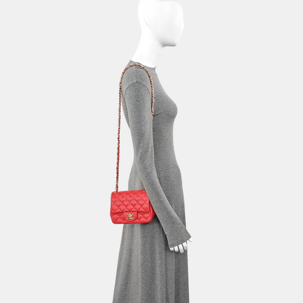 CLASSIC FLAP Mini Quilted Lambskin Red
