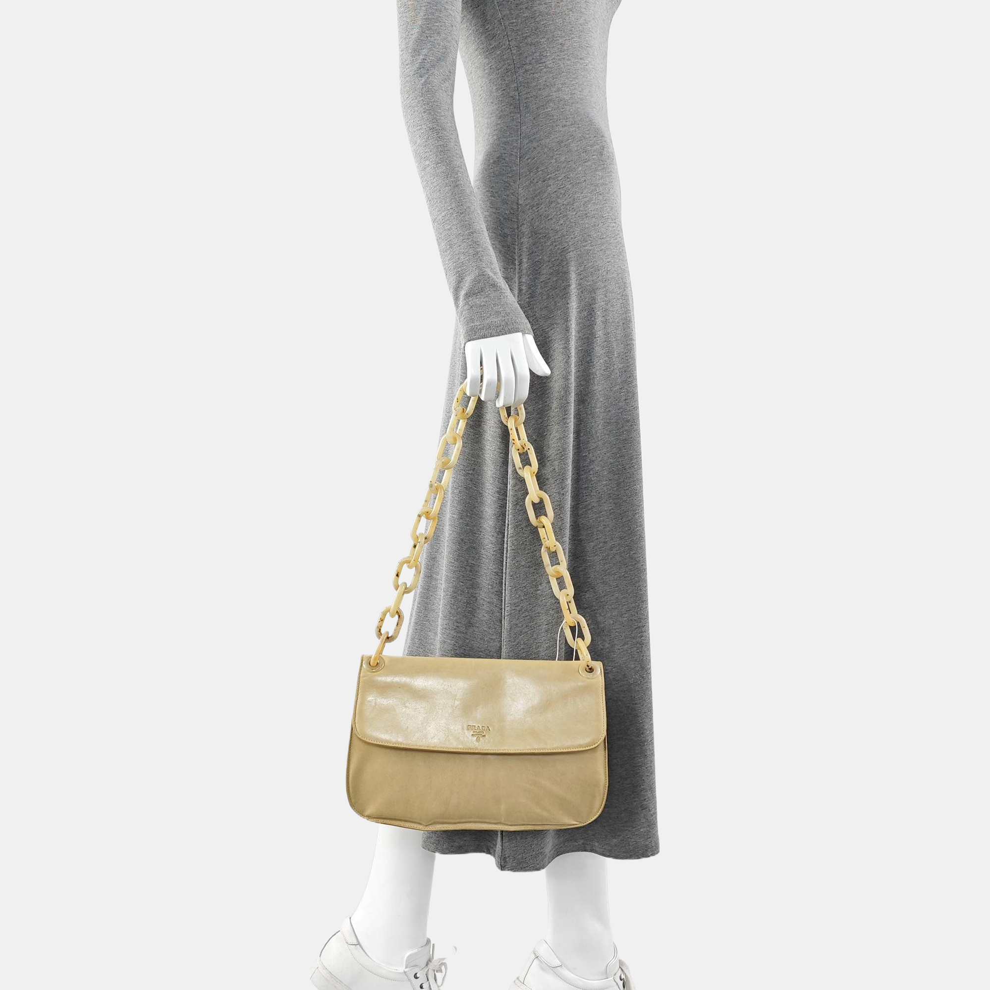 Calfskin Shoulder Bag Beige