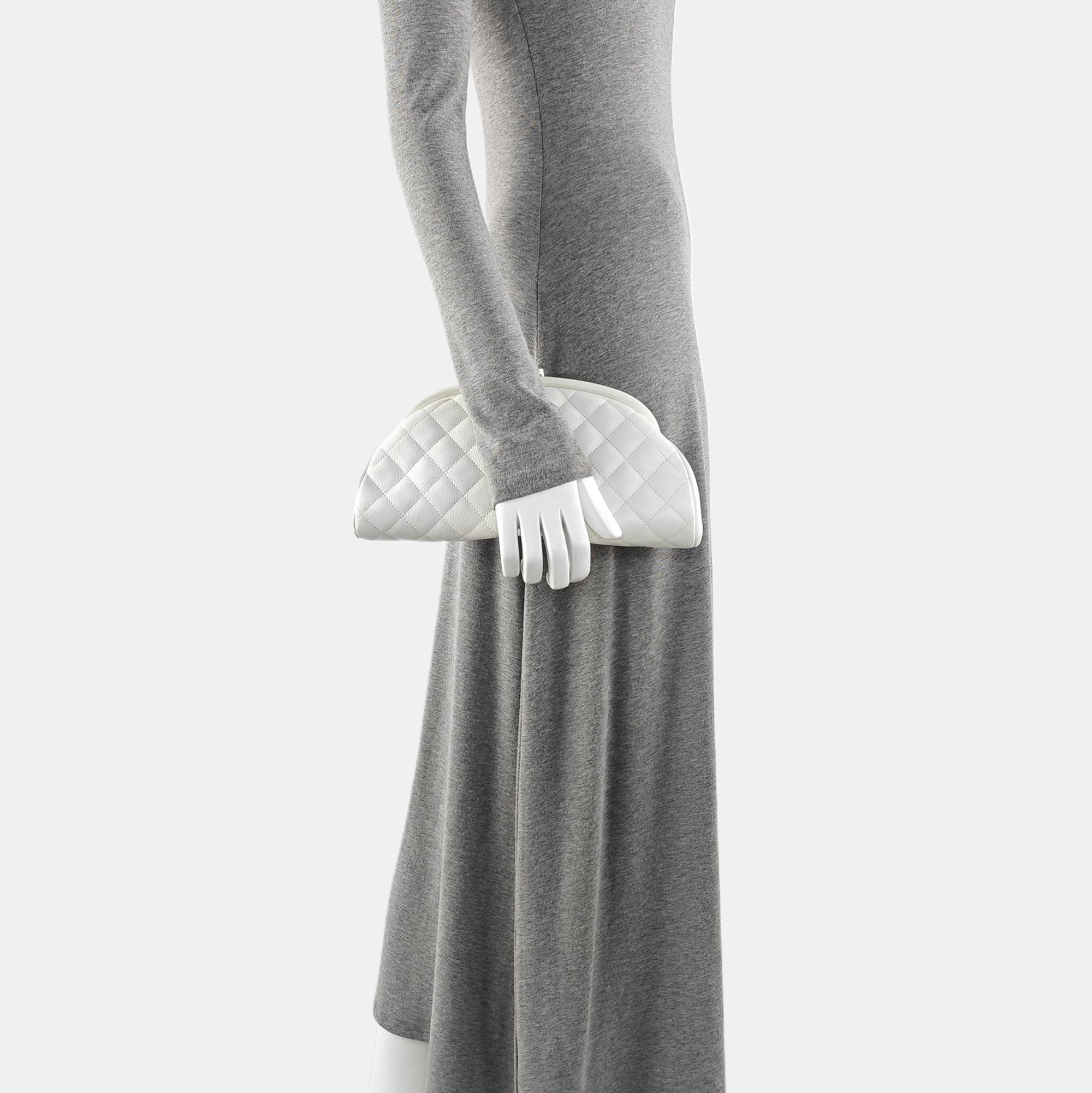 Quilted Lambskin Clutch White