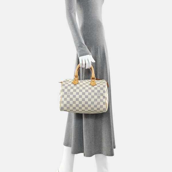 SPEEDY 25 Damier Azur Coated Canvas White