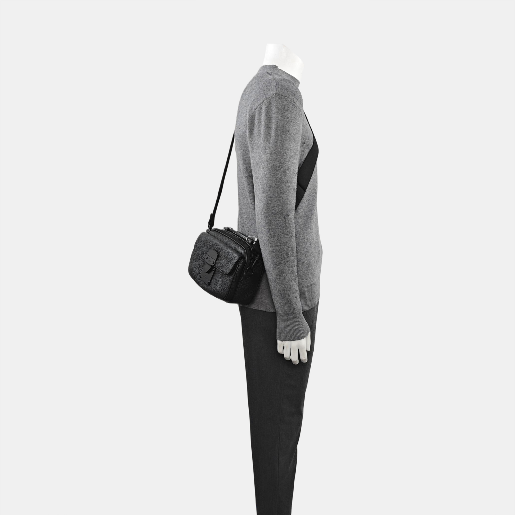 S LOCK Monogram Calfskin Black