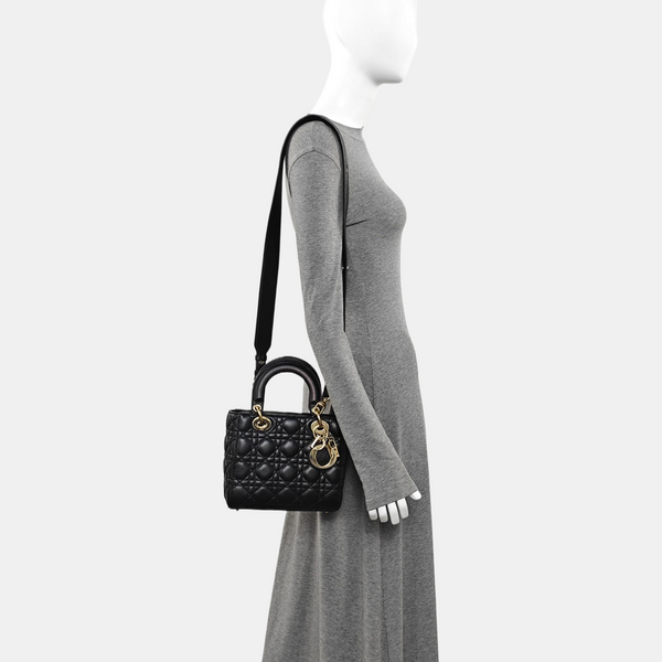 Lady Dior Small Cannage Lambskin Black