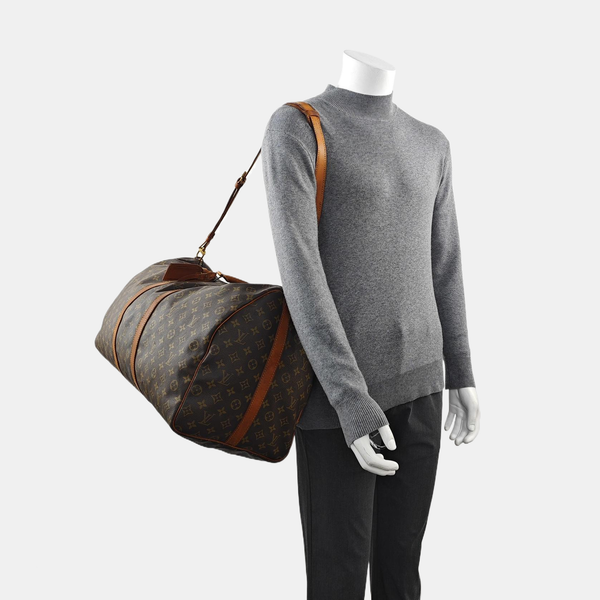 KEEPALL 60 Monogram Coated Canvas Brown