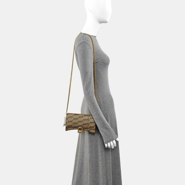 Hourglass Small Coated Canvas Brown