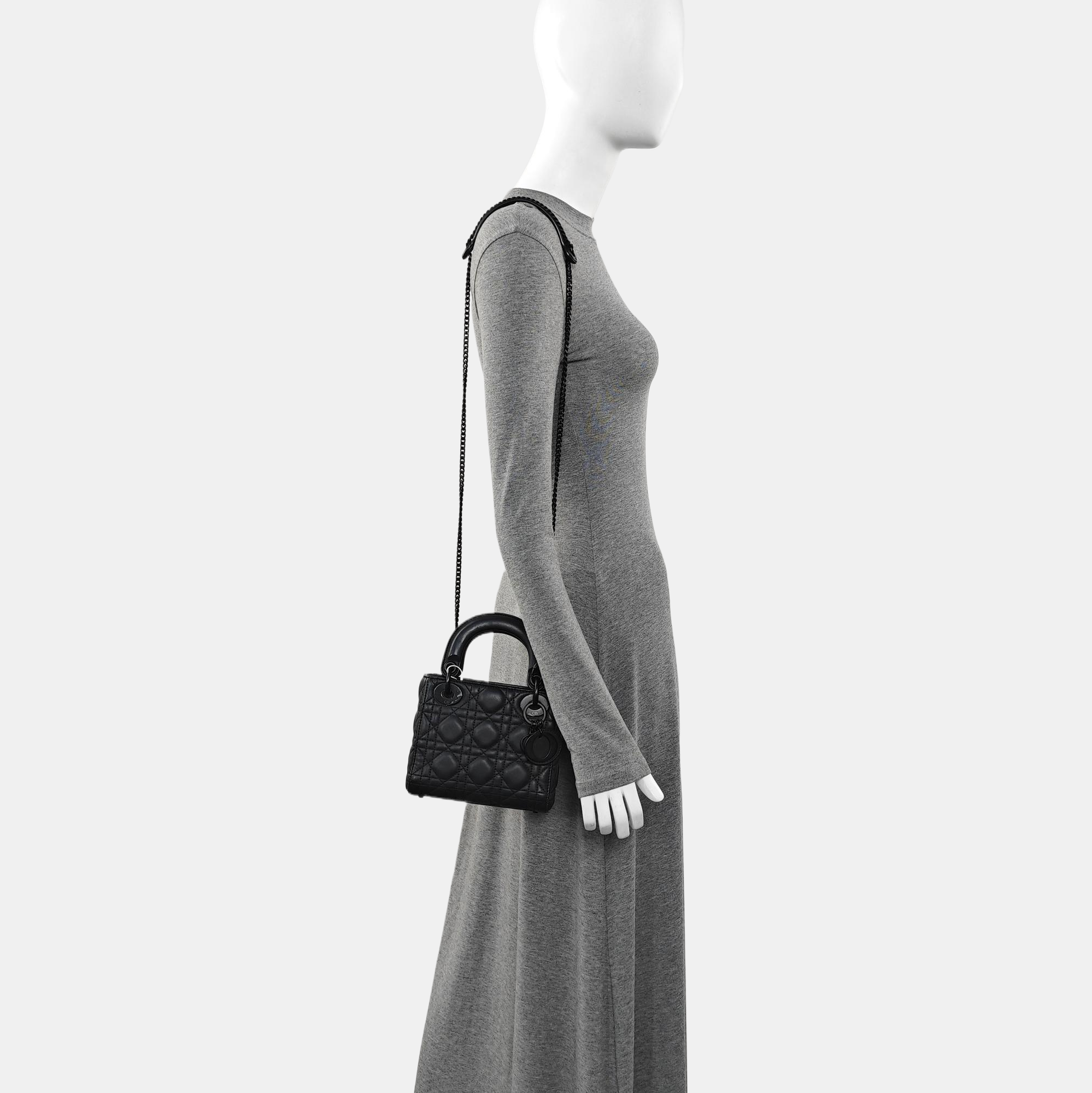 Lady Dior Mini Cannage Lambskin Black