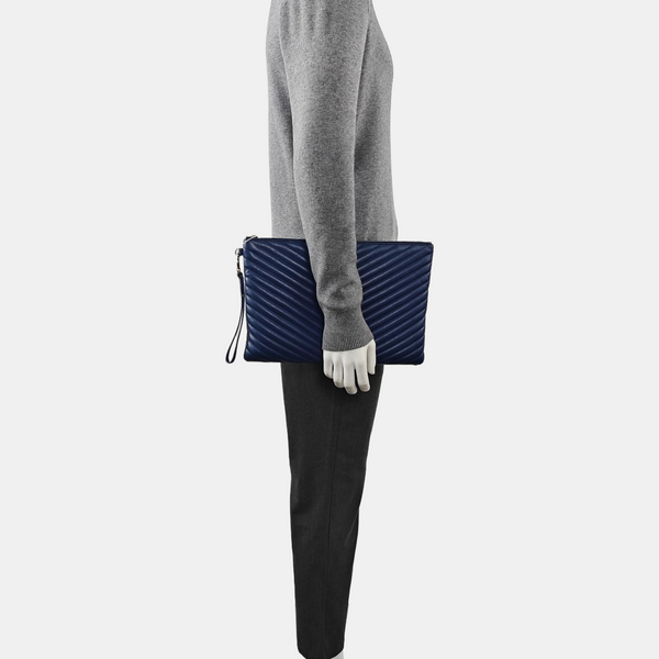 MONOGRAM Chevron Calfskin Blue