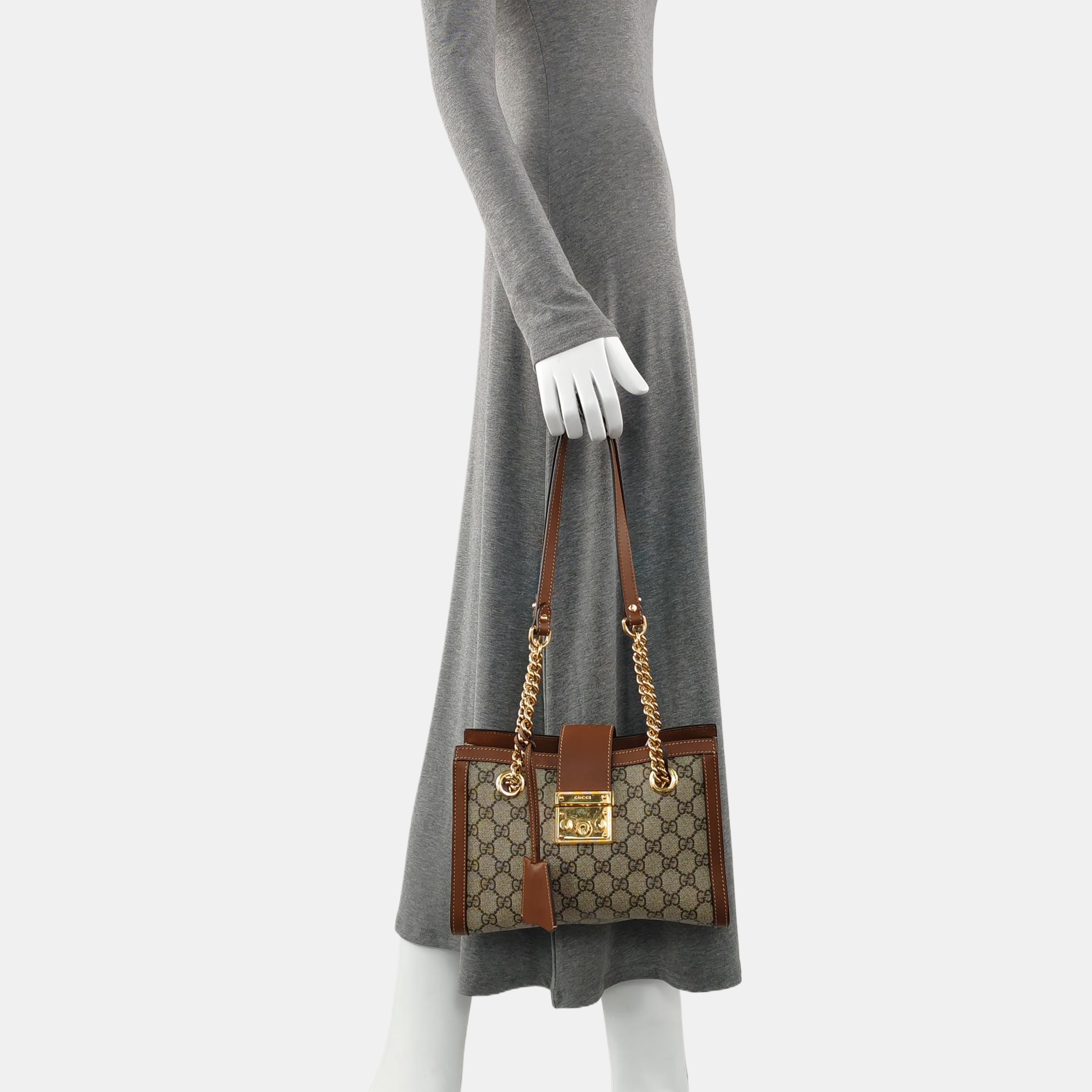 Padlock Small Monogram Coated Canvas Beige