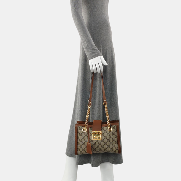 Padlock Small Monogram Coated Canvas Beige