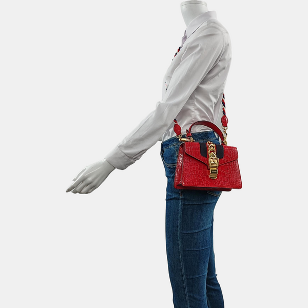 Sylvie Mini Crocodile Red