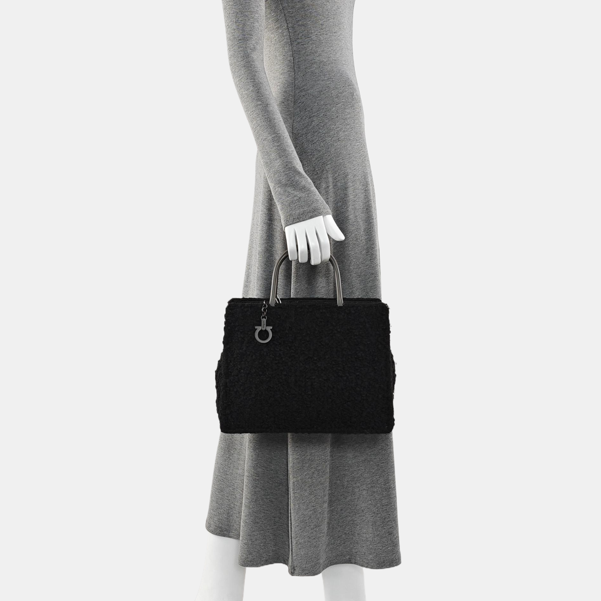 Fabric Top Handle Bag Black