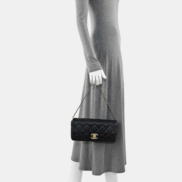Quilted Lambskin Shoulder Bag Black