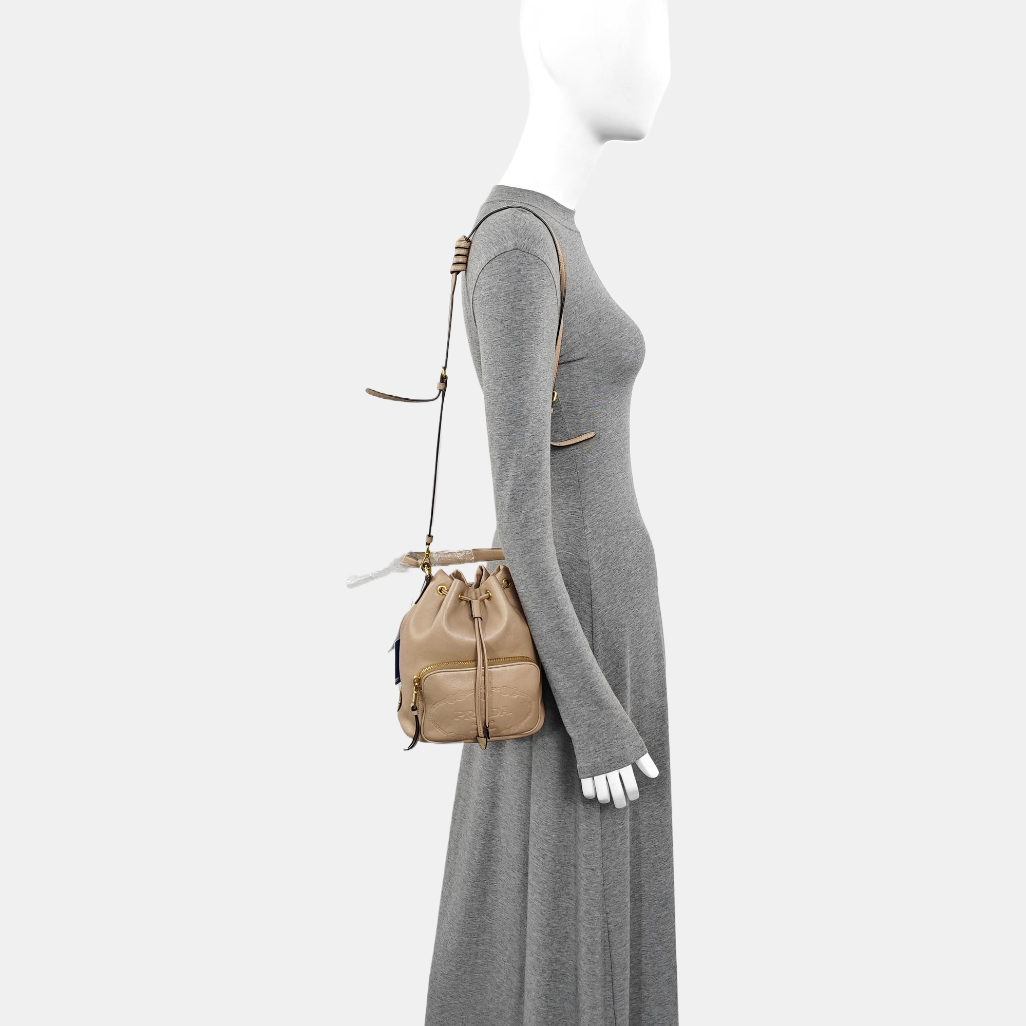 Calfskin Bucket Bag Beige
