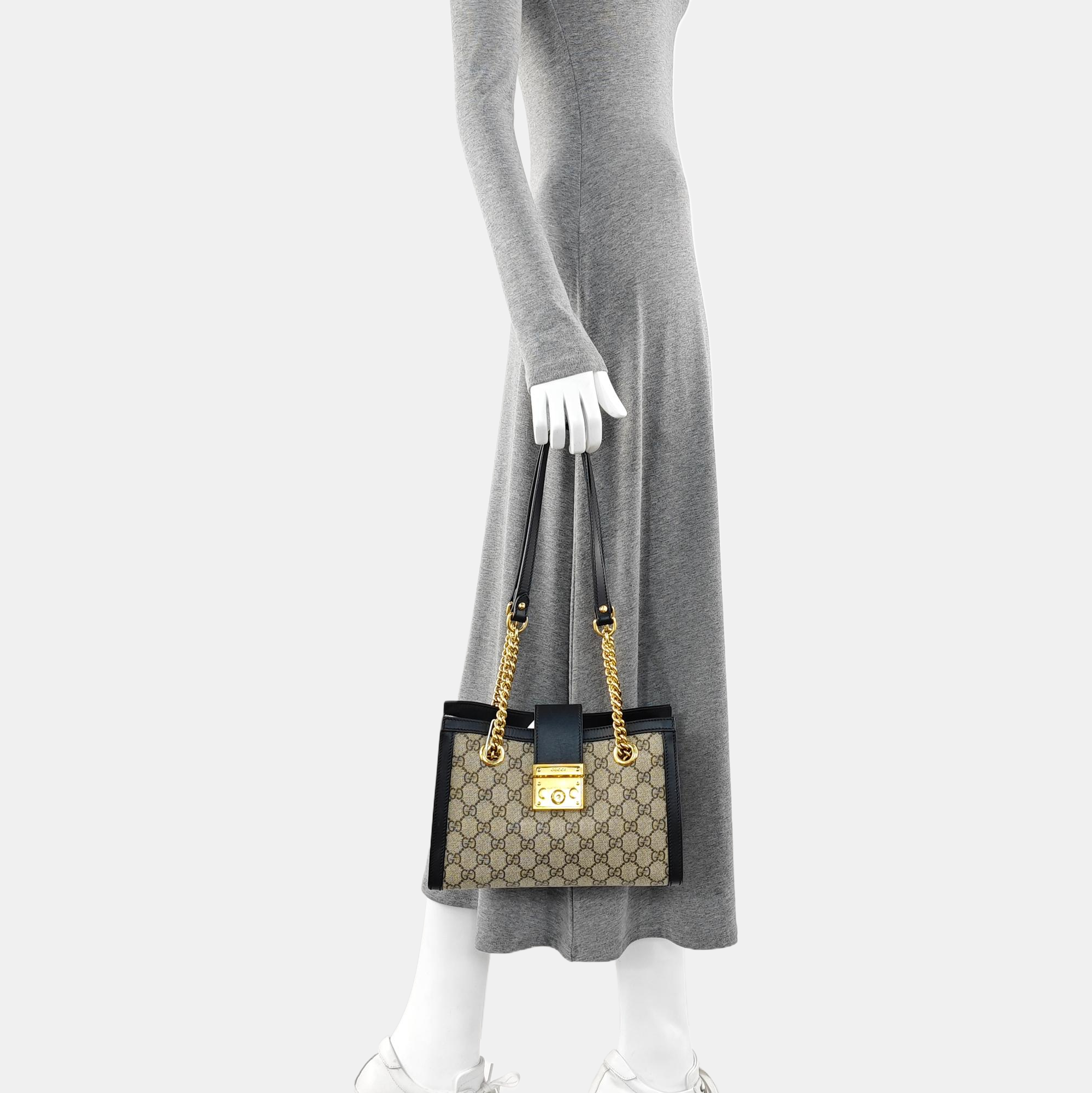 Padlock Small Monogram Coated Canvas Beige