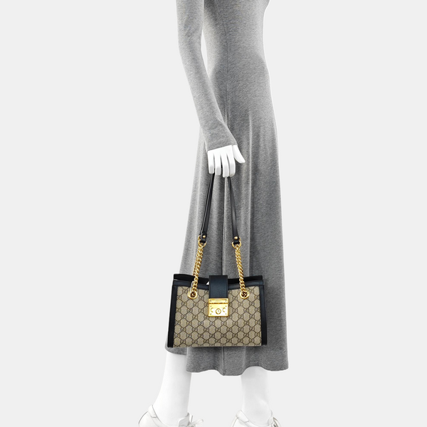 Padlock Small Monogram Coated Canvas Beige