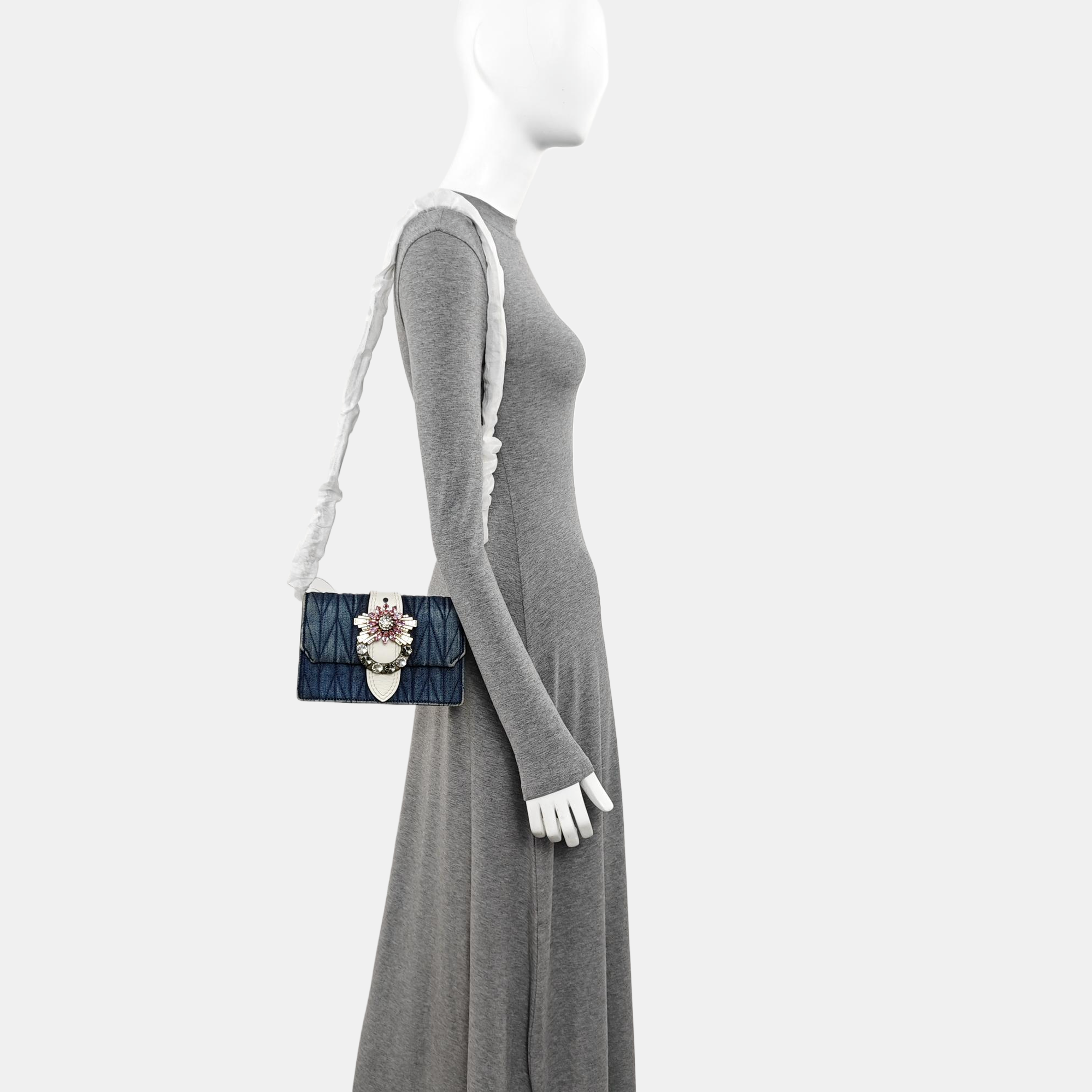 Miu Lady Quilted Canvas Blue