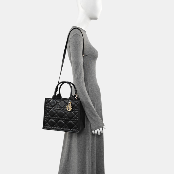 Book Tote Small Cannage Calfskin Black