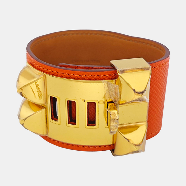 Pulsera Collier De Chien de cuero naranja