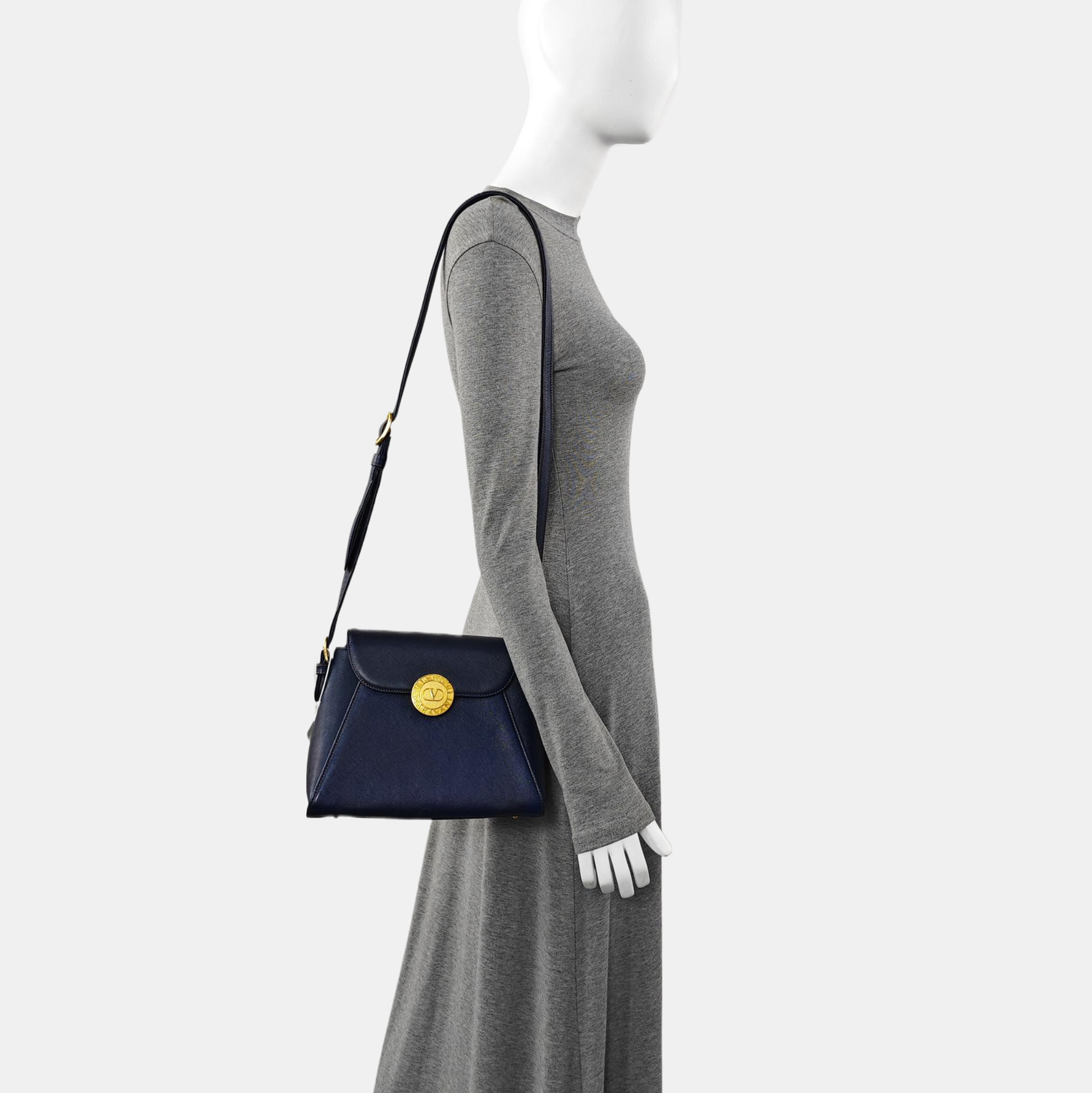 Leather Shoulder Bag Blue